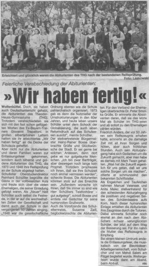 Zeitungsartikel, Wolfenbütteler Schaufenster, vermutlich 05.07.1998